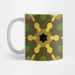 Retro Mandala Flower Yellow Red and Green Mug